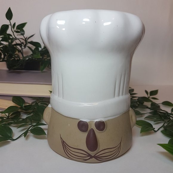 Ceramic Chef Head Kitchen Utensil Holder Baker Baking Cook Cooking Tool Storage - Picture 11 of 14